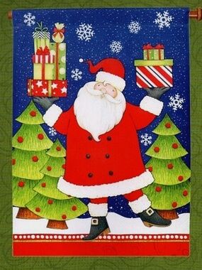 Debbie Mumm Christmas Trees Presents Santa Claus Large House Garden Flag NEW
